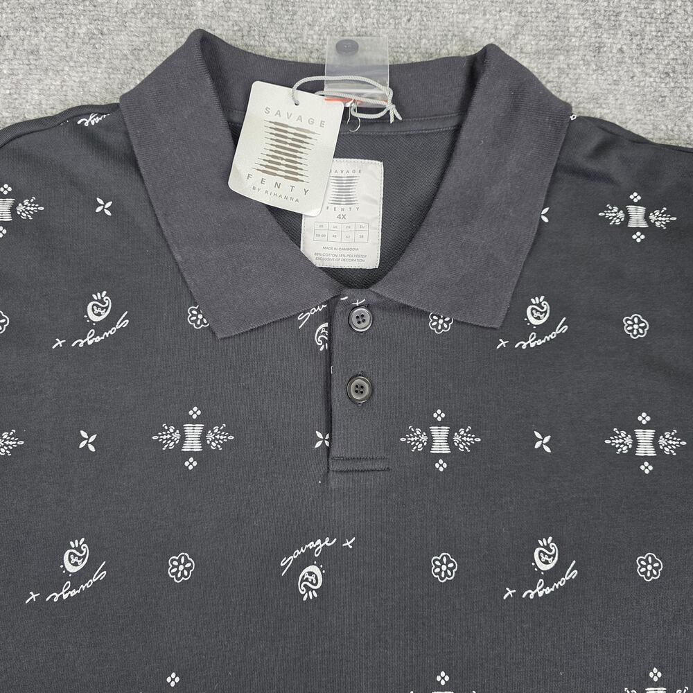 Savage X Fenty Shirt Womens 4X Black Bandana Paisley Long Sleeve Polo Top - Picture 11 of 16